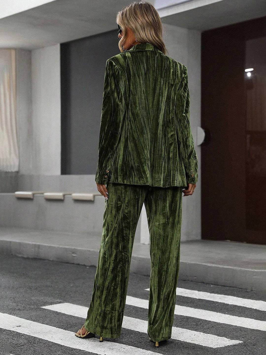 Cocolii ensembles tailleur femme en velours veste chic et pantalon large tenue de soirée élégante décontractée 2 pièces