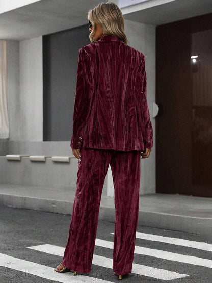 Cocolii ensembles tailleur femme en velours veste chic et pantalon large tenue de soirée élégante décontractée 2 pièces