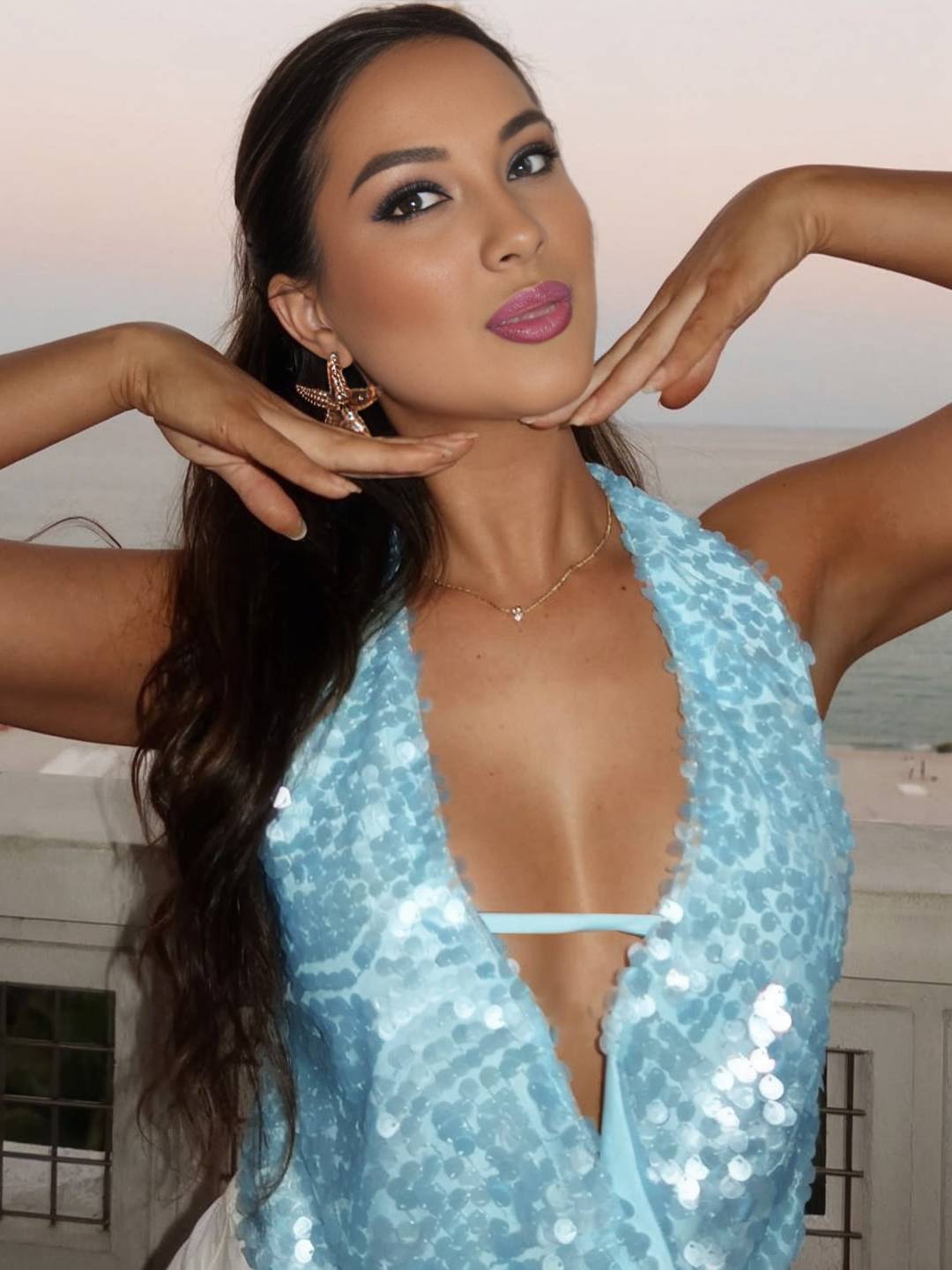 Cocolii débardeur brillante paillette décolleté plongeant dos nu sans manches femme casual décontracté hauts