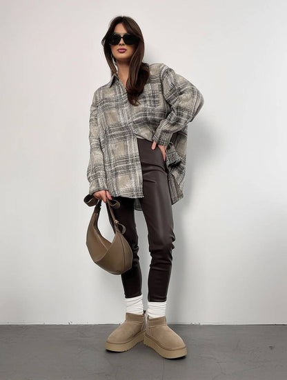 Cocolii surchemise femme coton col chemise manches longues femme vintage décontracté oversized blouse