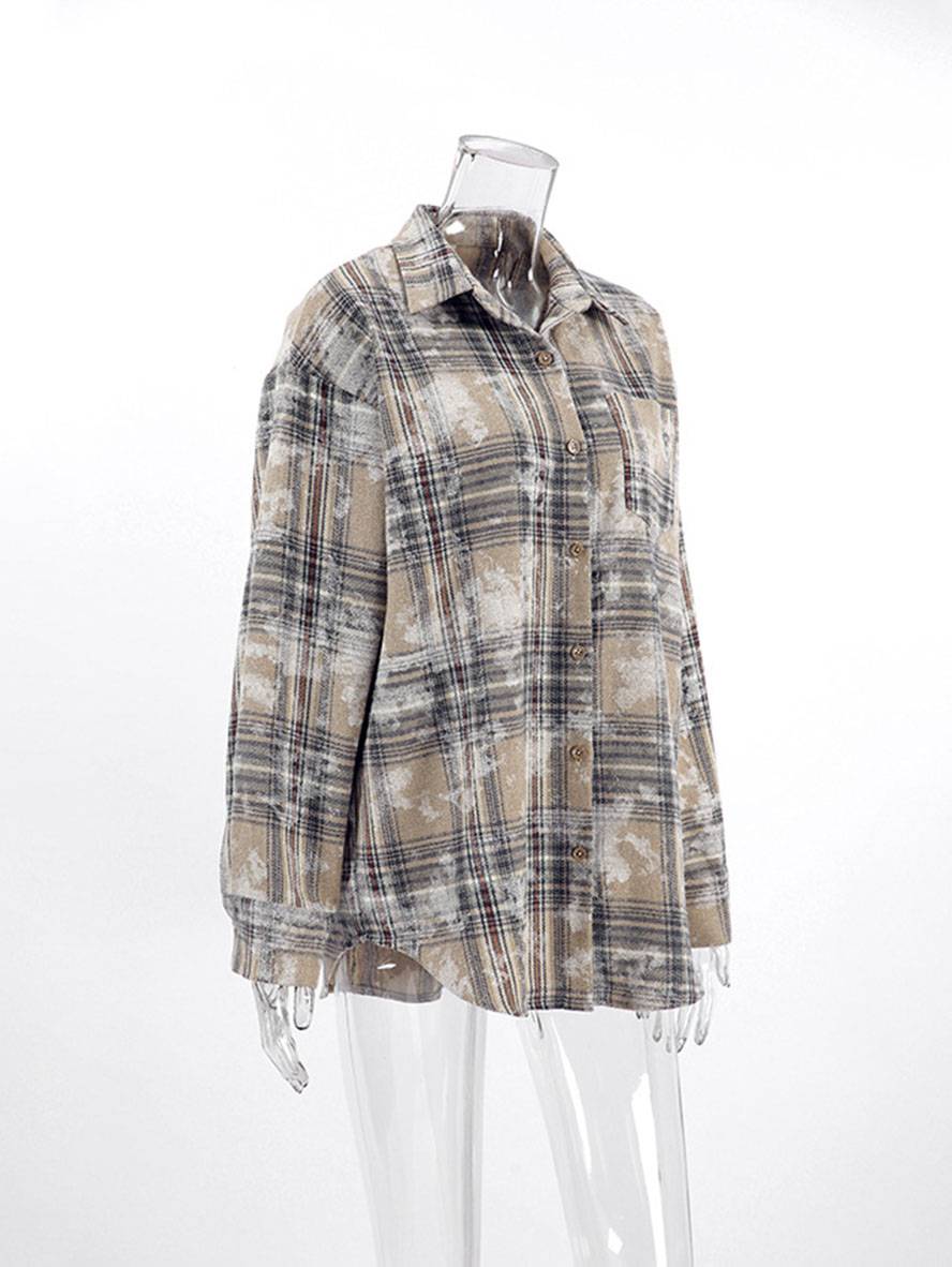 Cocolii surchemise femme coton col chemise manches longues femme vintage décontracté oversized blouse