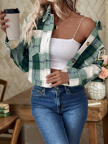 Cocolii surchemise femme carreaux boutonnage poches manches longues femme vintage style boyfriend décontracté blouse veste