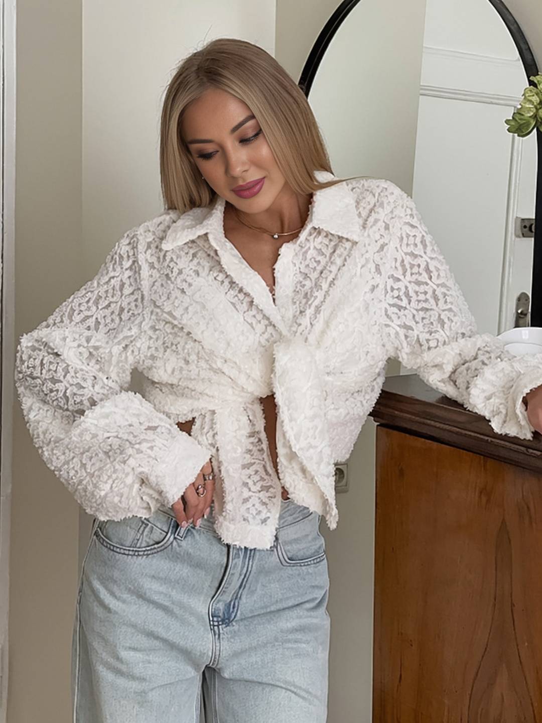 Cocolii blouse blanche pour femme boutonnage col chemise manches longues décontracté oversized casual pour l'automne