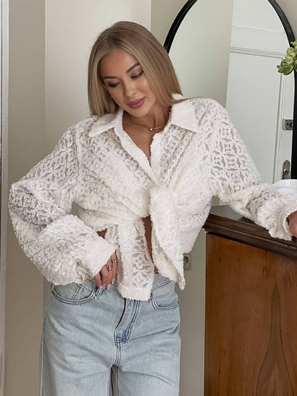 Cocolii blouse blanche pour femme boutonnage col chemise manches longues décontracté oversized casual pour l'automne