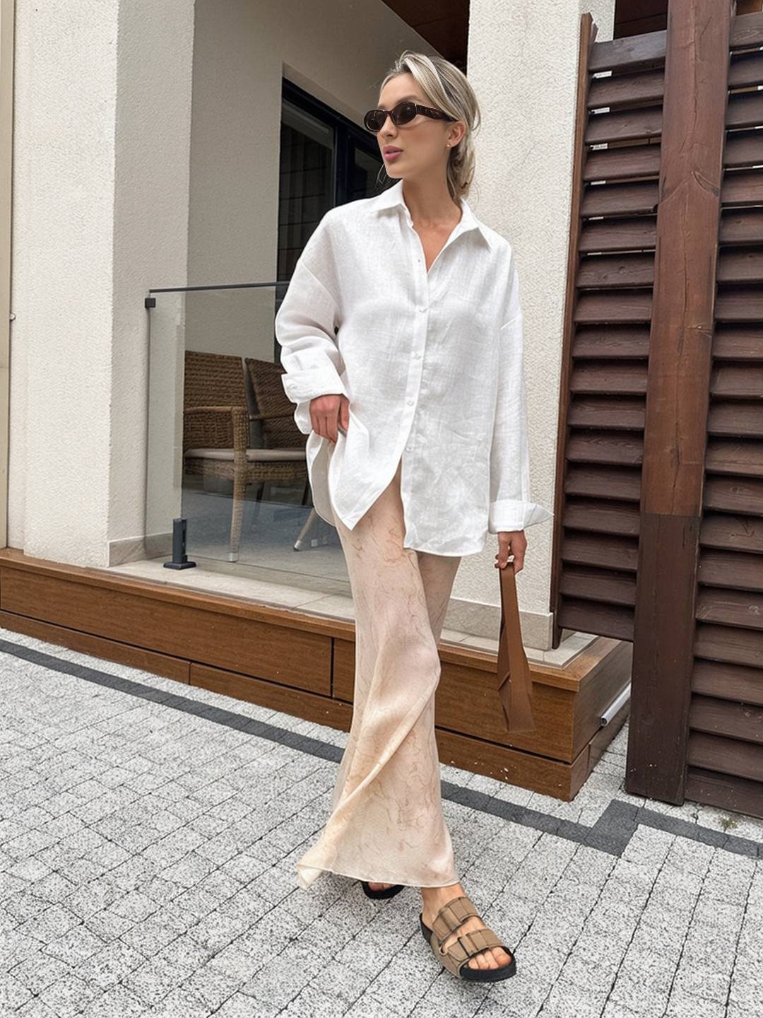 Cocolii chemise de travail boutonnage col chemise manches longues femme décontracté ample blouse