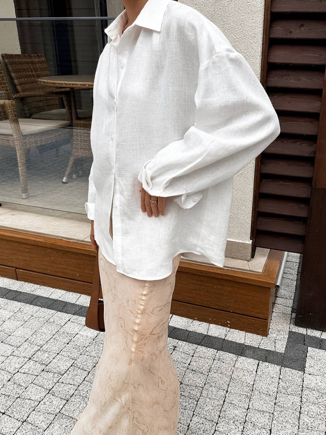 Cocolii chemise de travail boutonnage col chemise manches longues femme décontracté ample blouse