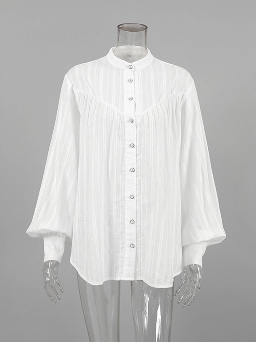 Cocolii chemise coton boutonnage col chemise manches bouffantes manches longues femme élégant vintage décontracté blouse