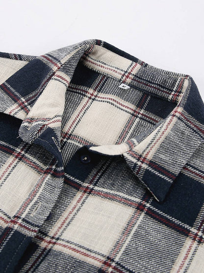 Cocolii surchemise femme carreaux boutonnage col chemise manches longues lâche oversized décontracté blouse