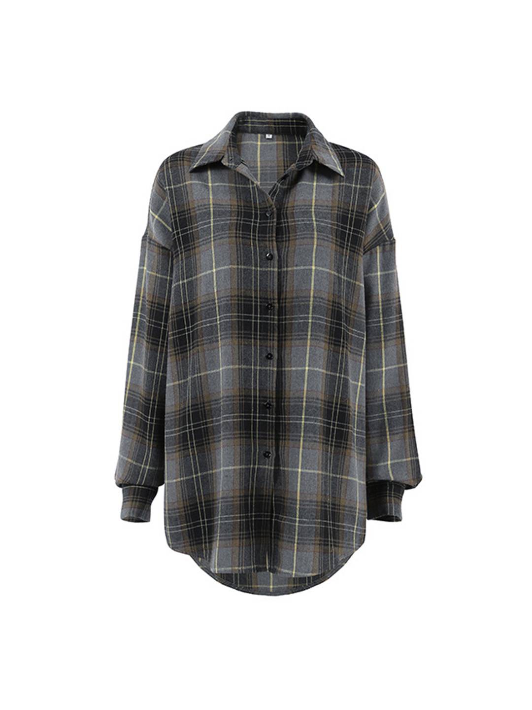 Cocolii blouse carreaux col chemise manches longues vintage décontracté ample asual surchemise femme style bûcheron