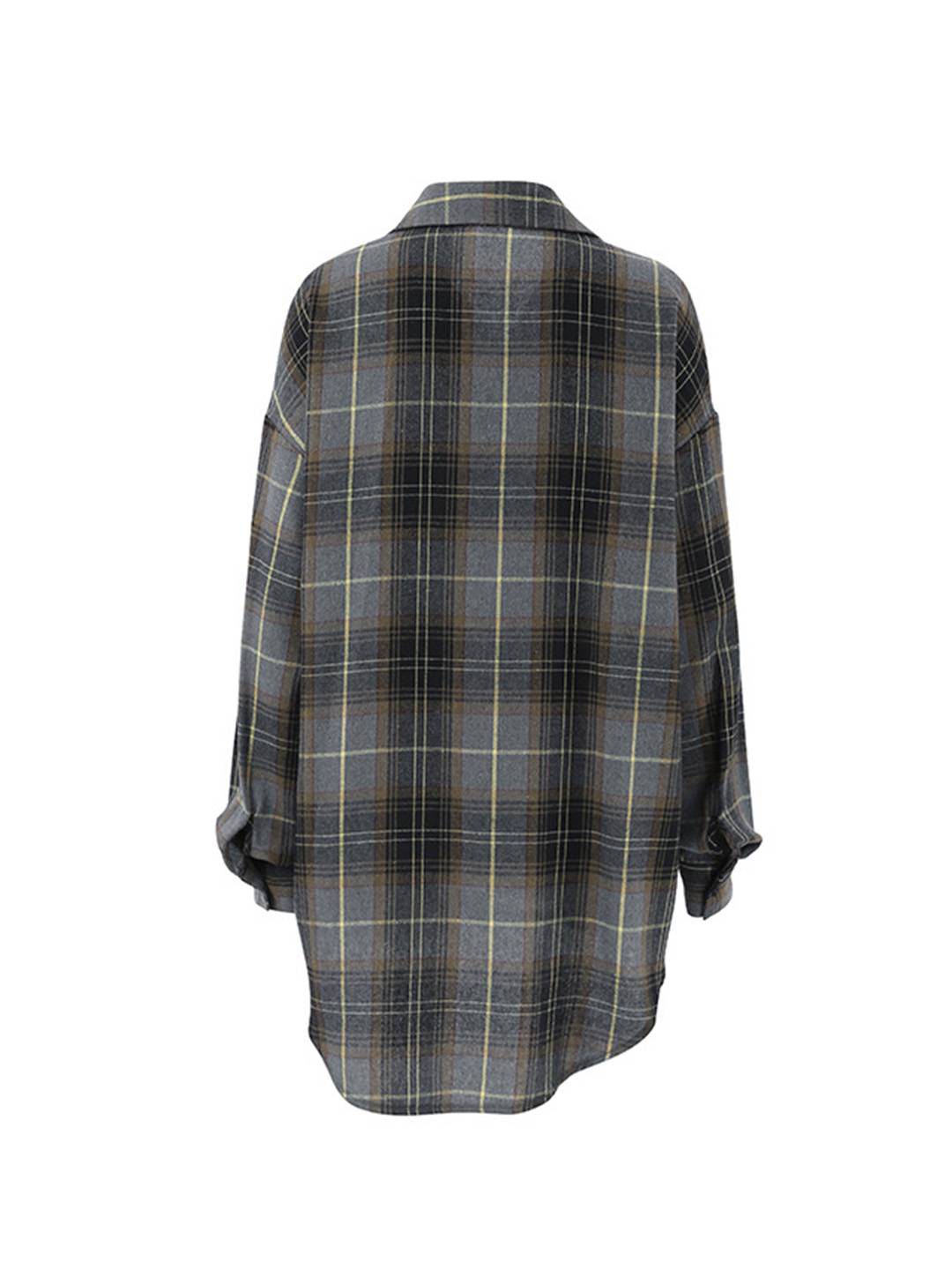 Cocolii blouse carreaux col chemise manches longues vintage décontracté ample asual surchemise femme style bûcheron