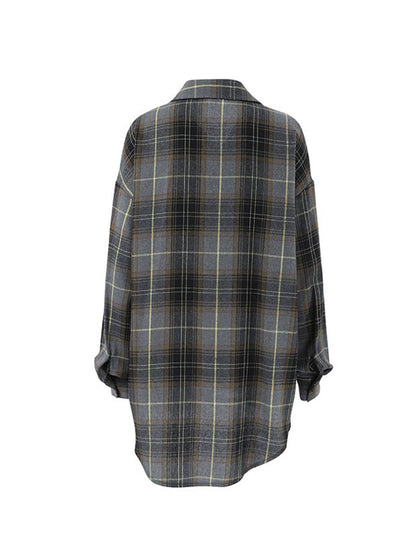 Cocolii blouse carreaux col chemise manches longues vintage décontracté ample asual surchemise femme style bûcheron