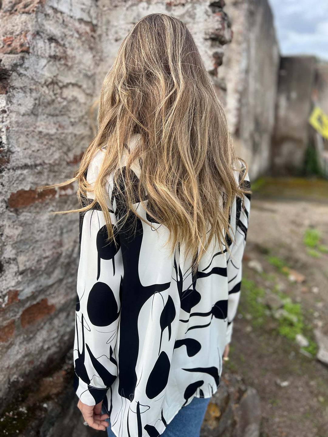 Cocolii chemisier mousseline femme Imprimé abstrait boutonnage manches longues décontracté blouse pour bureau