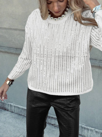 Cocolii sweatshirt de fête femme brillante paillette col rond manches longues vintage décontracté casual haut pour soirée noël