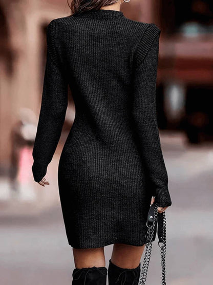 Cocolii pull mini robe moulante col rond manches longues femme casual élégant mode décontracté huats automne