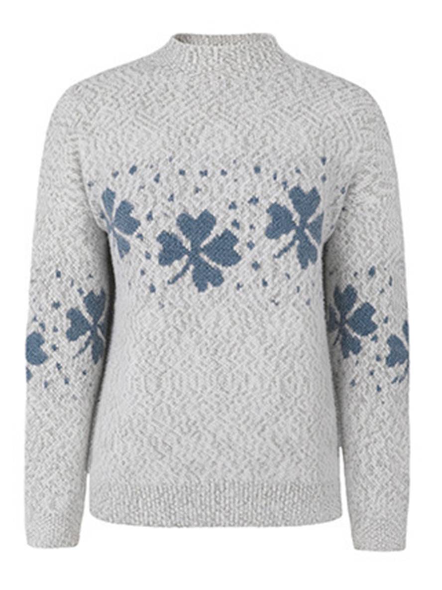 Cocolii noël pull imprimé neige motif col montant manches longues femme élégant décontracté casual
