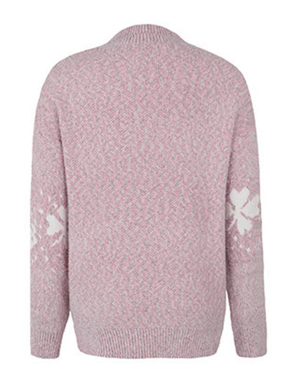 Cocolii noël pull imprimé neige motif col montant manches longues femme élégant décontracté casual