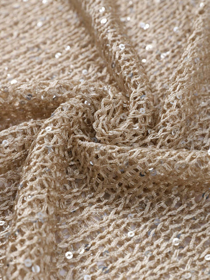 Cocolii pull en tricot femme brillante paillette col rond manches longues élégant décontracté oversized hauts