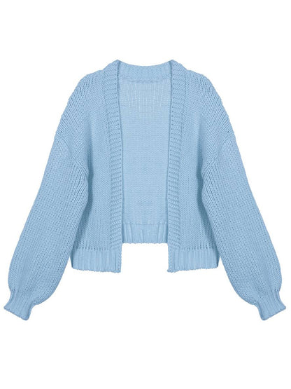 Cocolii cardigan en grosse maille unicolore épaule tombante manches longues femme élégant décontracté ample oversized blouson