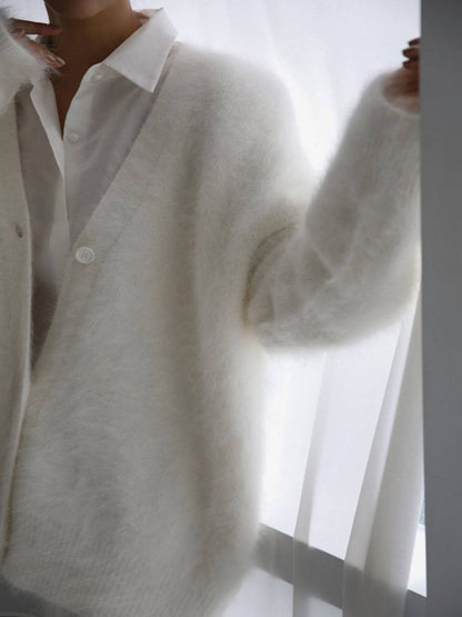 Cocolii Cardigans femme moelleux oversized boutonnage v-cou manches longues doux élégant décontracté vintage pull chaud