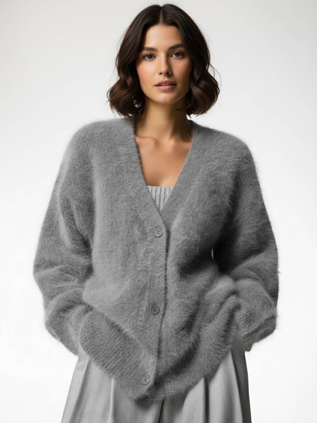 Cocolii Cardigans femme moelleux oversized boutonnage v-cou manches longues doux élégant décontracté vintage pull chaud