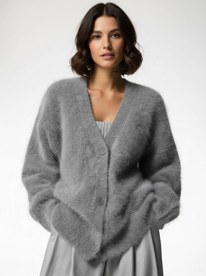 Cocolii Cardigans femme moelleux oversized boutonnage v-cou manches longues doux élégant décontracté vintage pull chaud