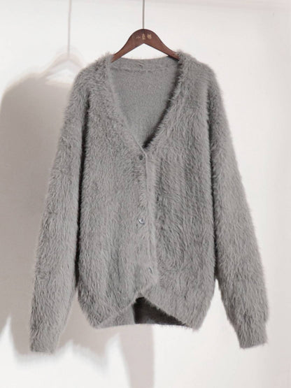 Cocolii Cardigans femme moelleux oversized boutonnage v-cou manches longues doux élégant décontracté vintage pull chaud