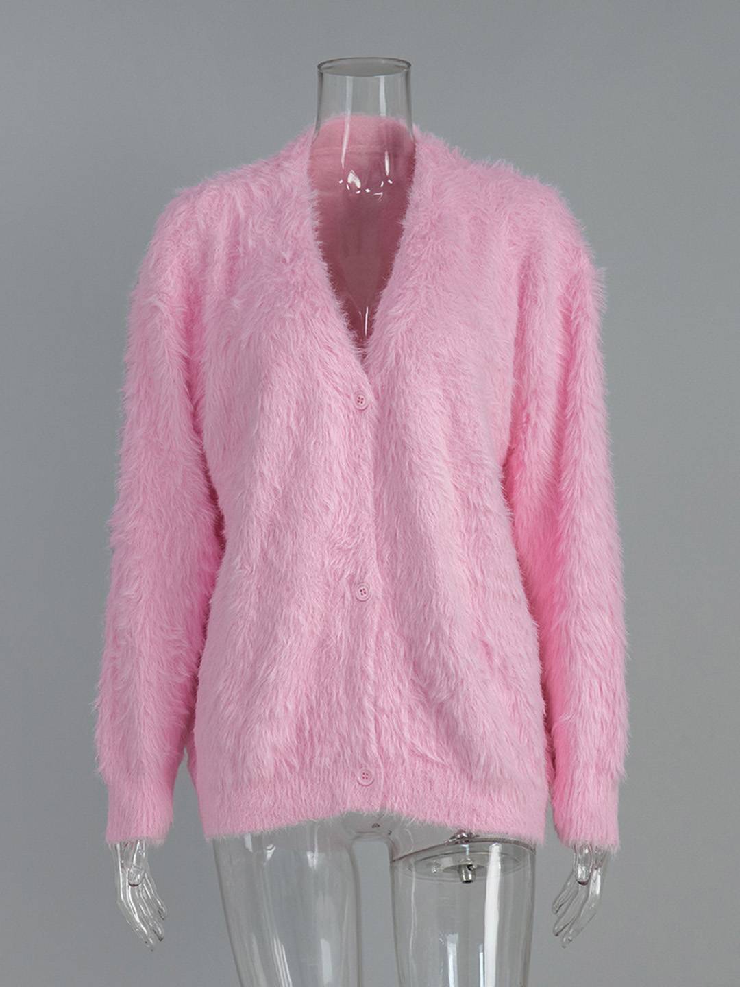 Cocolii Cardigans femme moelleux oversized boutonnage v-cou manches longues doux élégant décontracté vintage pull chaud