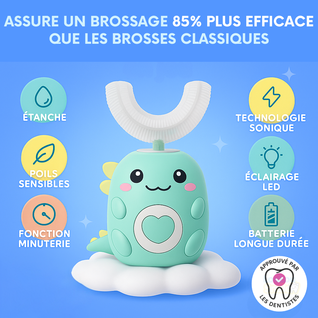 DinoBrosse™ – Brosse à dents 360° pour enfants