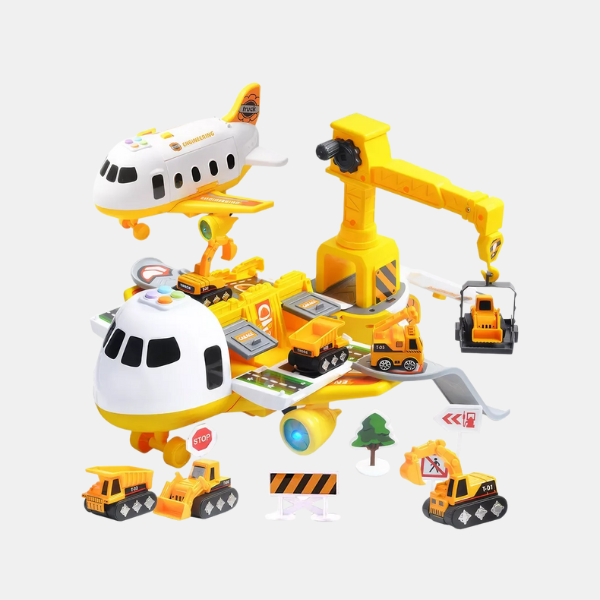 Avion Jouet Interactif avec Voitures – Set de Jeu et Rangement de Véhicules pour Tout - Petits - Rondor