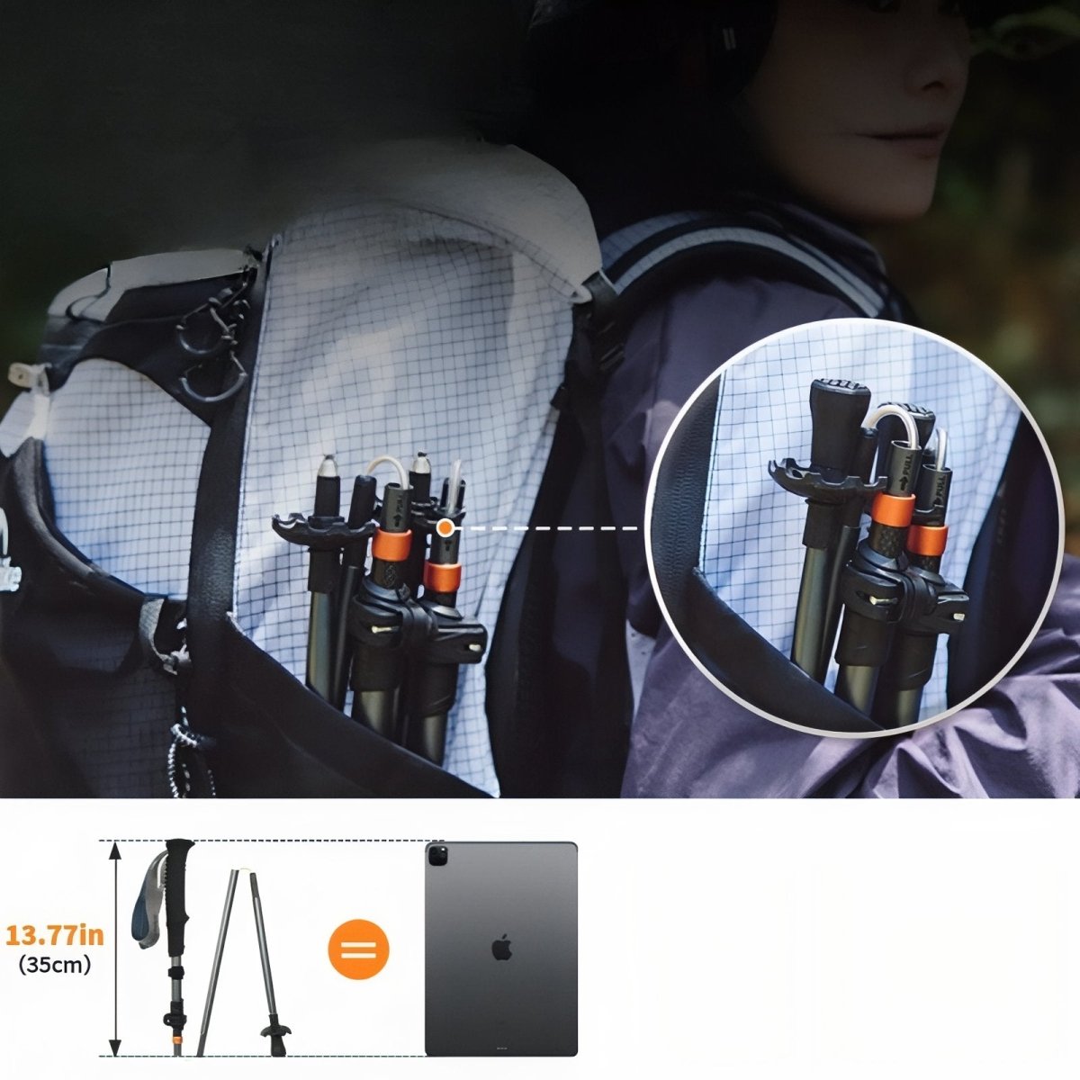 Bâton de Randonnée Pliable Carbone - Rondor