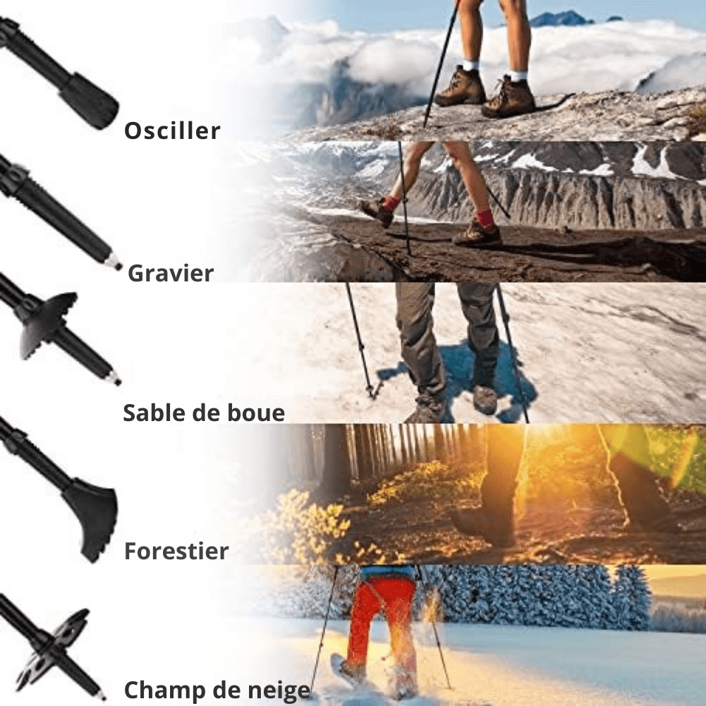 Bâtons de Randonnées/Trekking - Bâtons de Marche Pliable Antichoc Télescopique en Aluminium - Ultra - Léger - Rondor