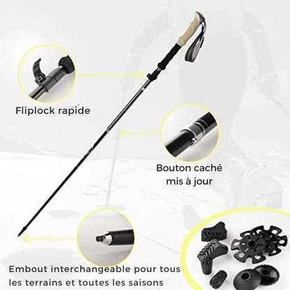 Bâtons de Randonnées/Trekking - Bâtons de Marche Pliable Antichoc Télescopique en Aluminium - Ultra - Léger - Rondor
