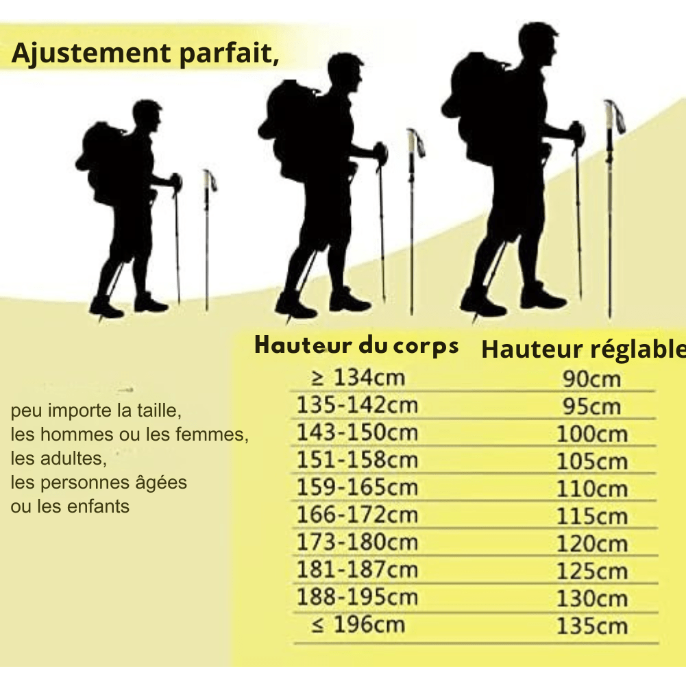 Bâtons de Randonnées/Trekking - Bâtons de Marche Pliable Antichoc Télescopique en Aluminium - Ultra - Léger - Rondor
