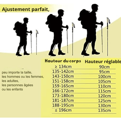 Bâtons de Randonnées/Trekking - Bâtons de Marche Pliable Antichoc Télescopique en Aluminium - Ultra - Léger - Rondor