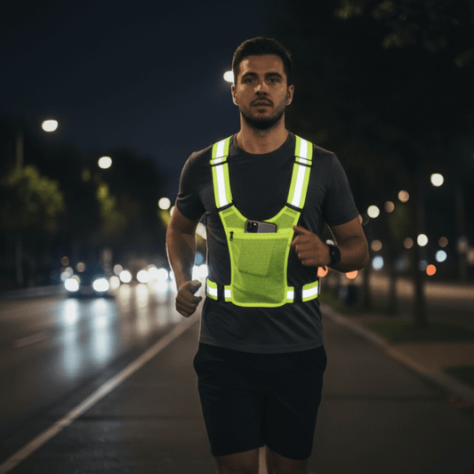 BEAMRUN – Gilet de sécurité réfléchissant pour la course à pied et le cyclisme avec grande poche pour téléphone portable et portefeuille - Rondor