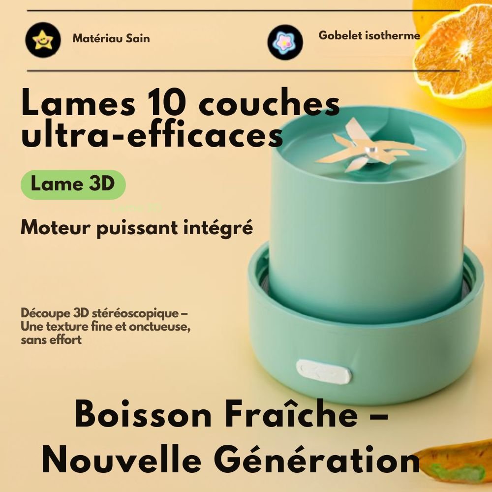 Blender 2 - en - 1 Portable – Mixeur + Gourde avec Paille (500 ml) - Rondor