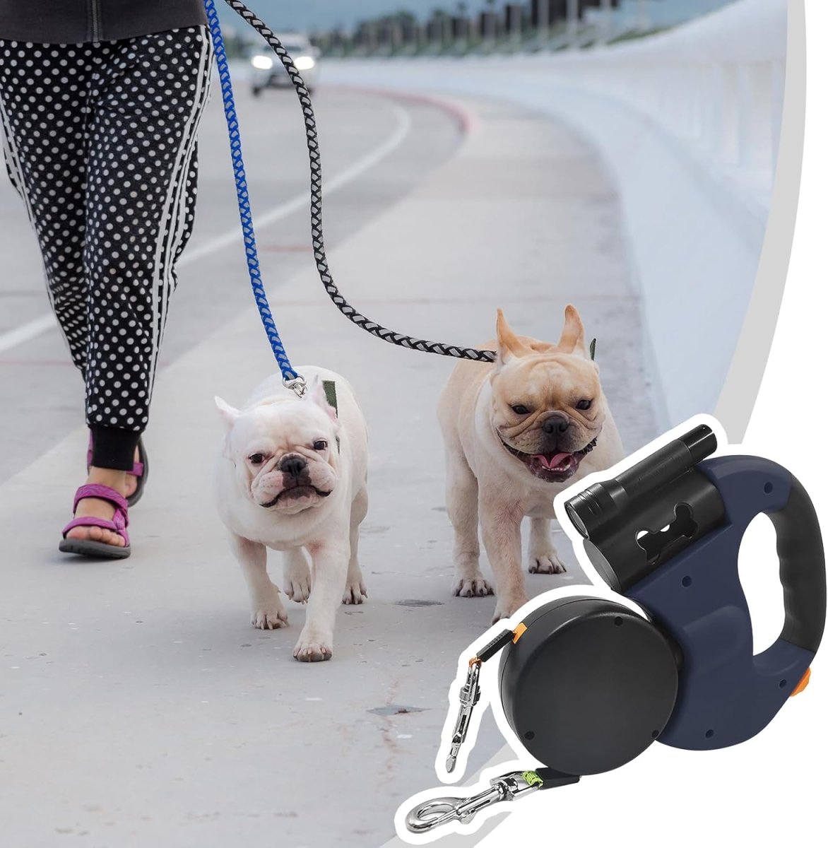 Bordeaux Duo | Laisse double pour chien 3 en 1 avec rotation 360° - Rondor