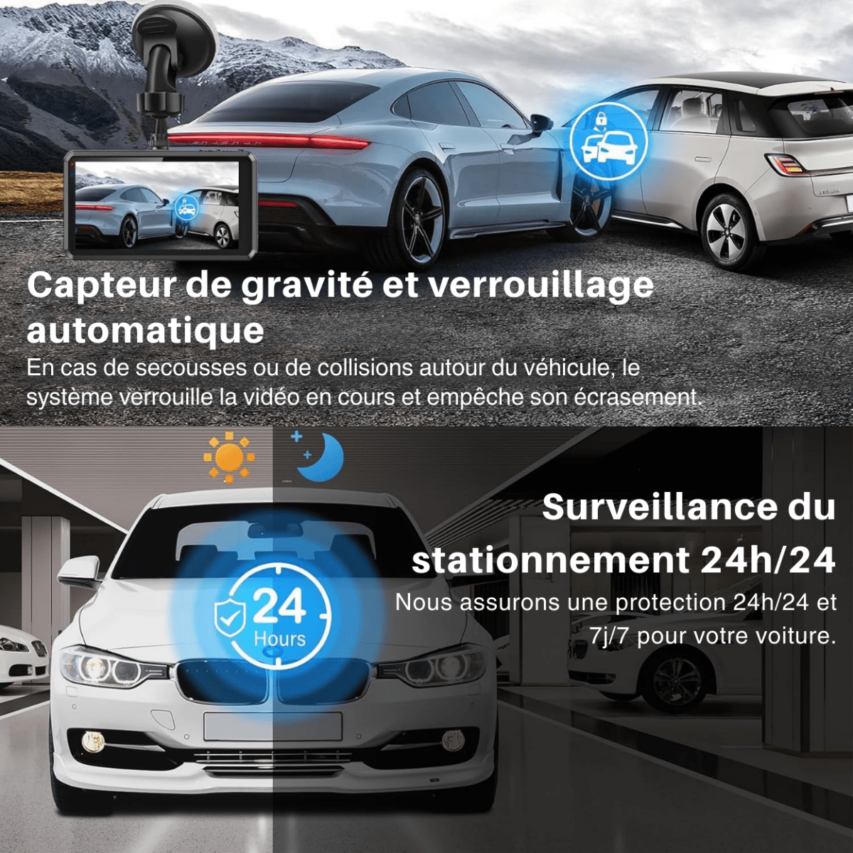 Dashcam Sans Fil 1080P - Vision Nocturne Avant et Arrière - Rondor