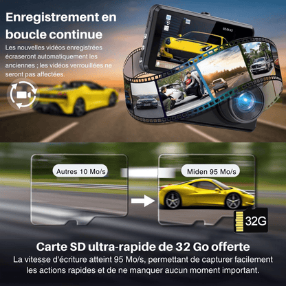 Dashcam Sans Fil 1080P - Vision Nocturne Avant et Arrière - Rondor