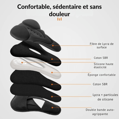 Housse de selle vélo anti - douleur – coussins silicone ergonomiques - Rondor