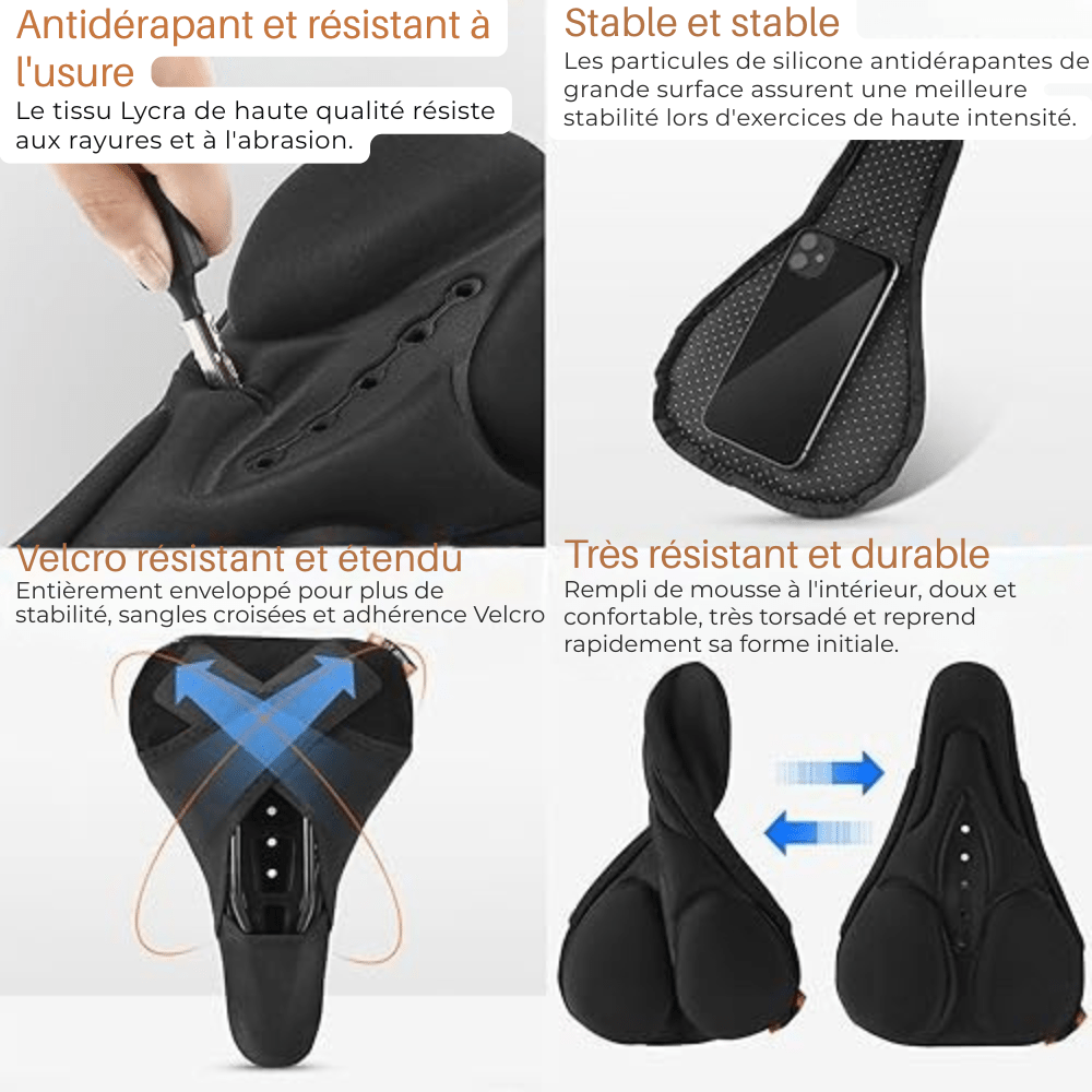 Housse de selle vélo anti - douleur – coussins silicone ergonomiques - Rondor