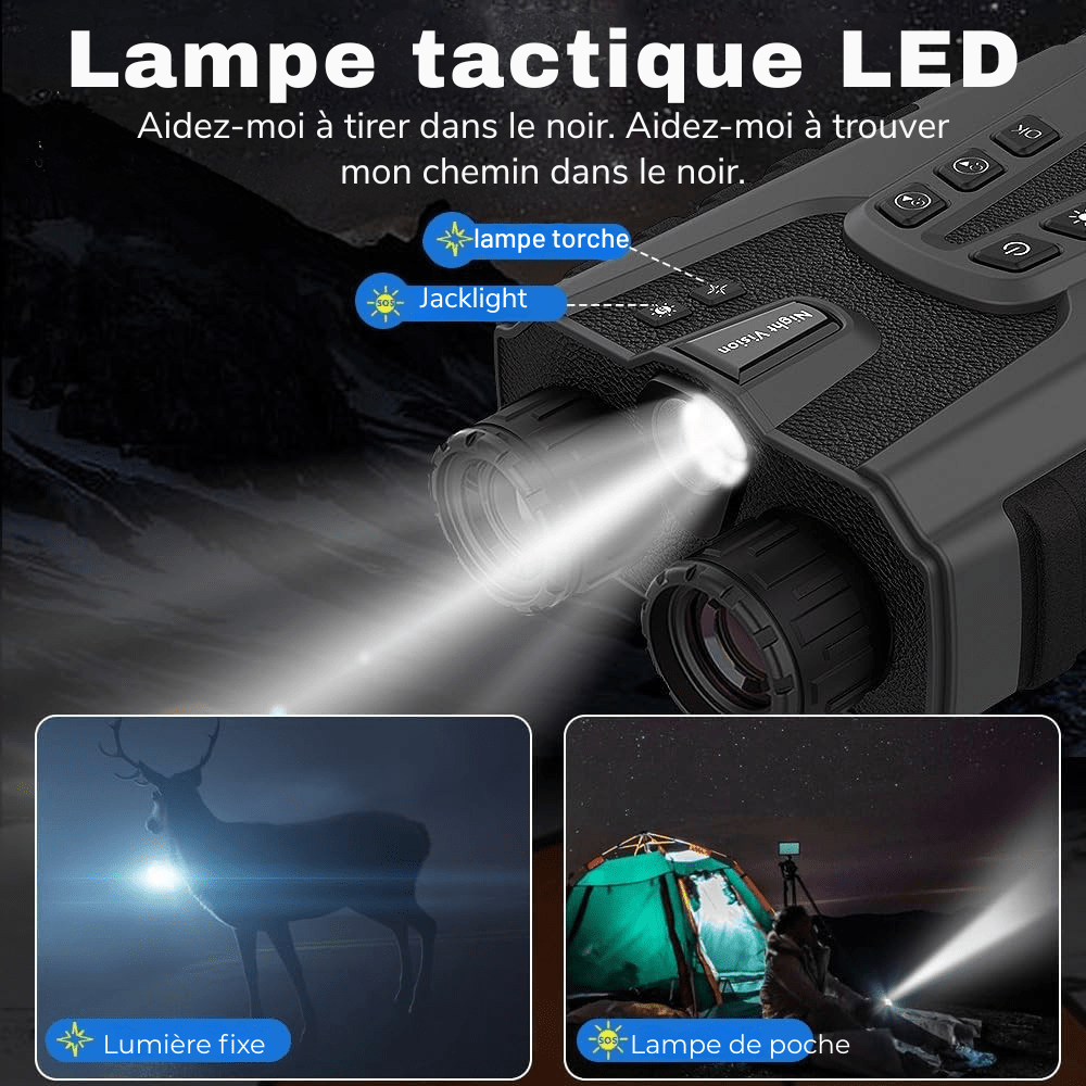 Jumelles Vision Nocturne HD 500m Militaire –Zoom 12x & Batterie Longue Durée - Rondor
