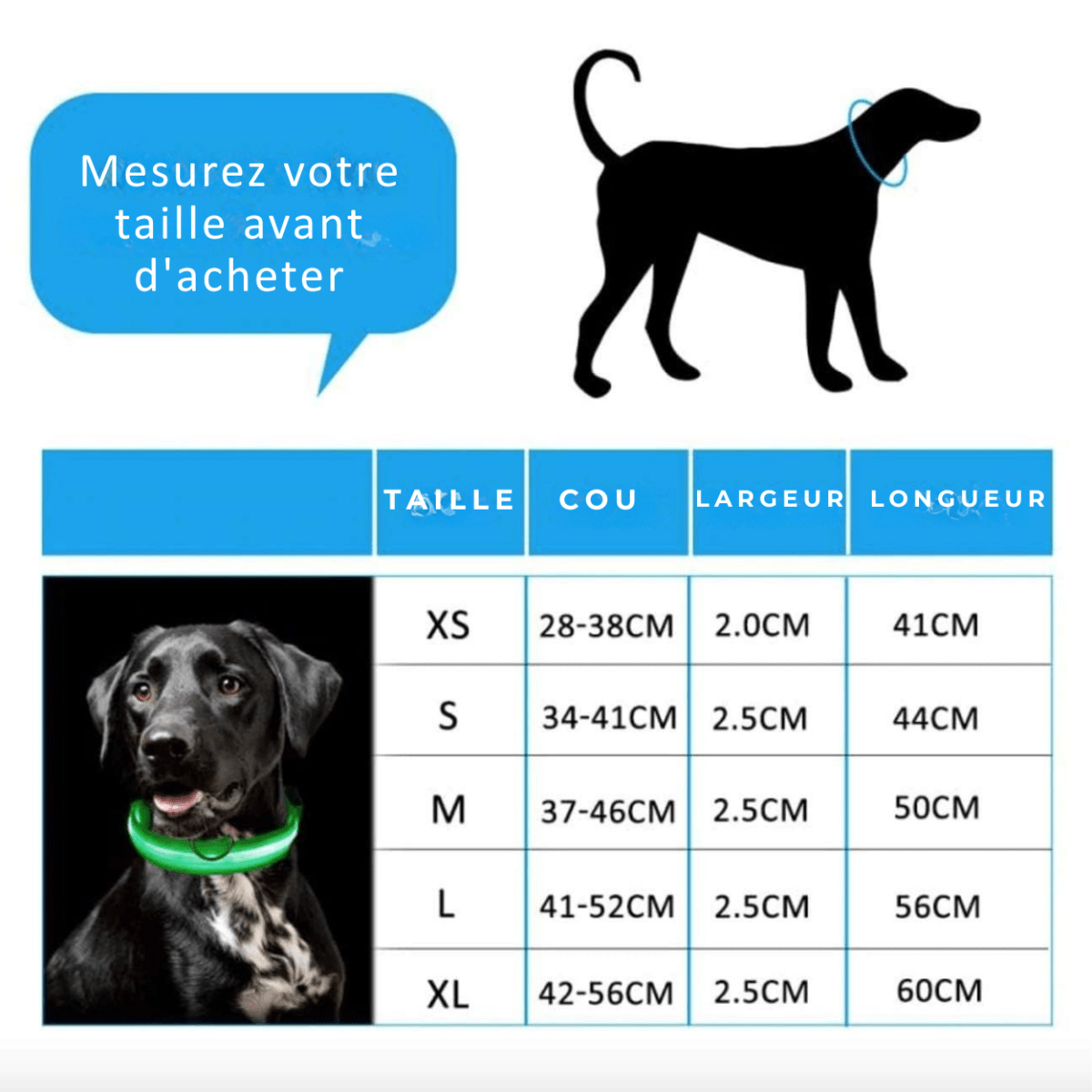 LumiDog™ Collier Lumineux LED pour Chien – Sécurité Nocturne - Rondor