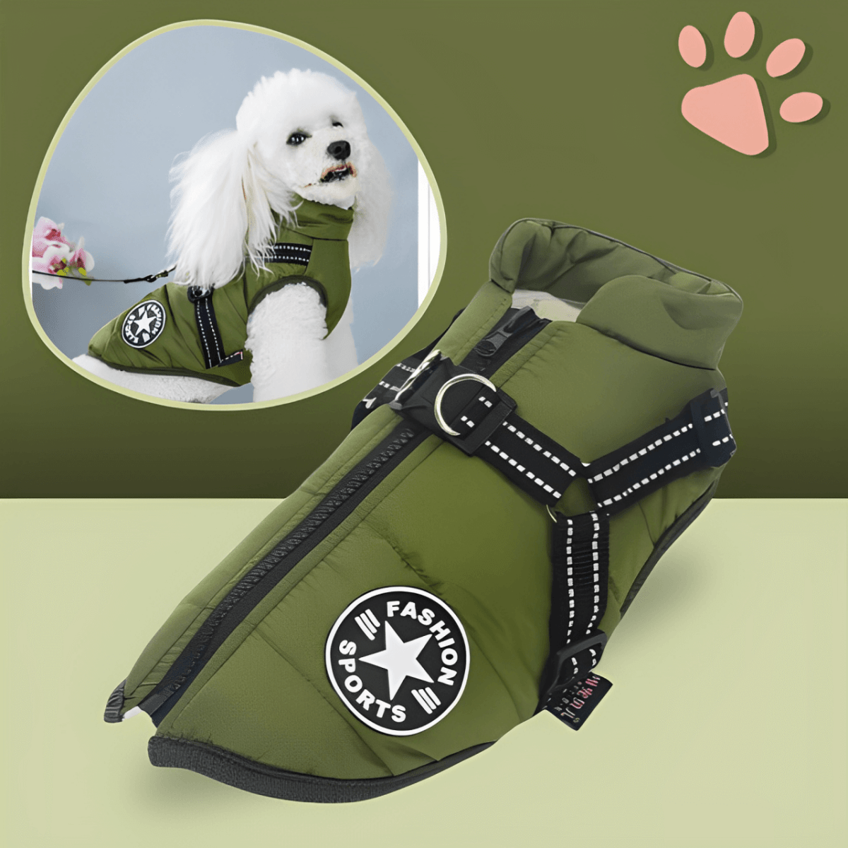 Manteau d’Hiver Imperméable JuJuJacket™ pour Chien avec Harnais Réfléchissant | RONDOR - Rondor