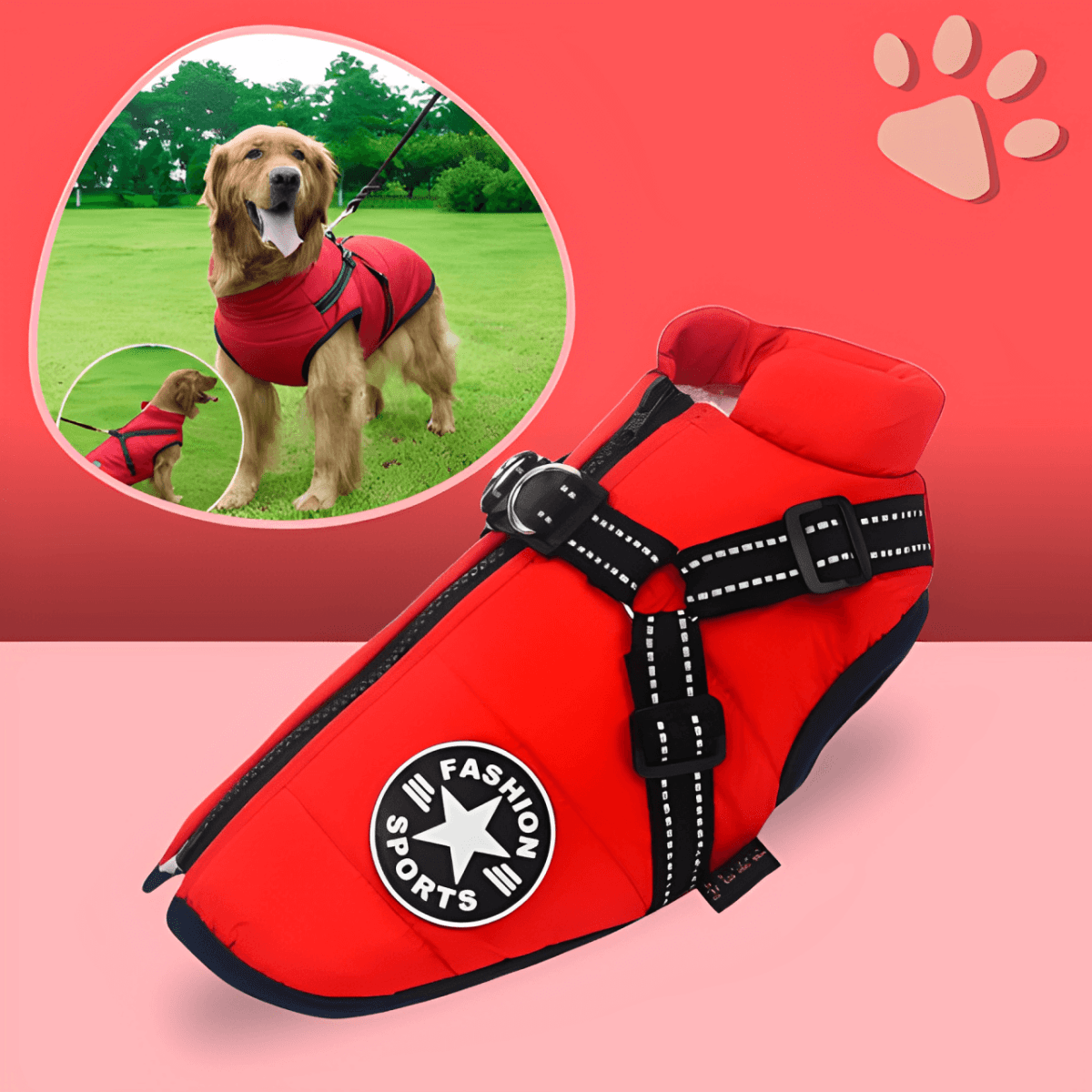 Manteau d’Hiver Imperméable JuJuJacket™ pour Chien avec Harnais Réfléchissant | RONDOR - Rondor