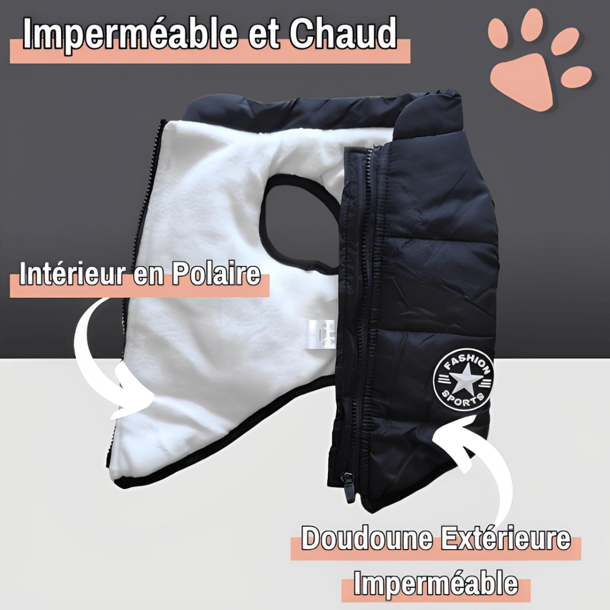 Manteau d’Hiver Imperméable JuJuJacket™ pour Chien avec Harnais Réfléchissant | RONDOR - Rondor