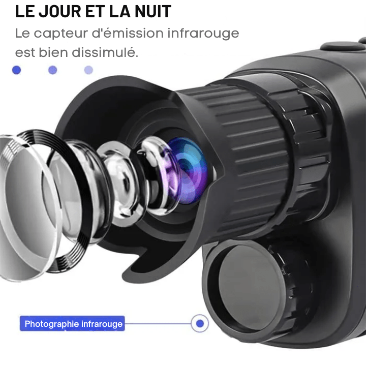 Monoculaire 5X Vision Nocturne avec Caméra HD, Enregistrement Vidéo Chasse - Rondor