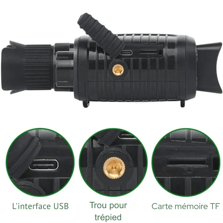 Monoculaire 5X Vision Nocturne avec Caméra HD, Enregistrement Vidéo Chasse - Rondor