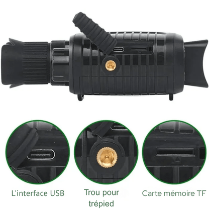 Monoculaire 5X Vision Nocturne avec Caméra HD, Enregistrement Vidéo Chasse - Rondor