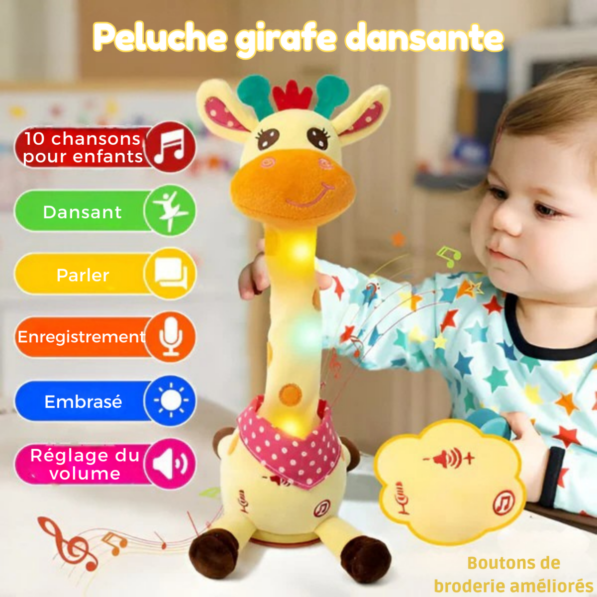 Peluche Girafe Interactive Chantante – Compagnon Musical pour Enfants - Rondor